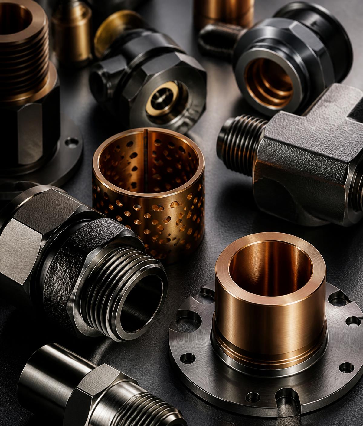 Precision machined industrial components and bronze bushings
